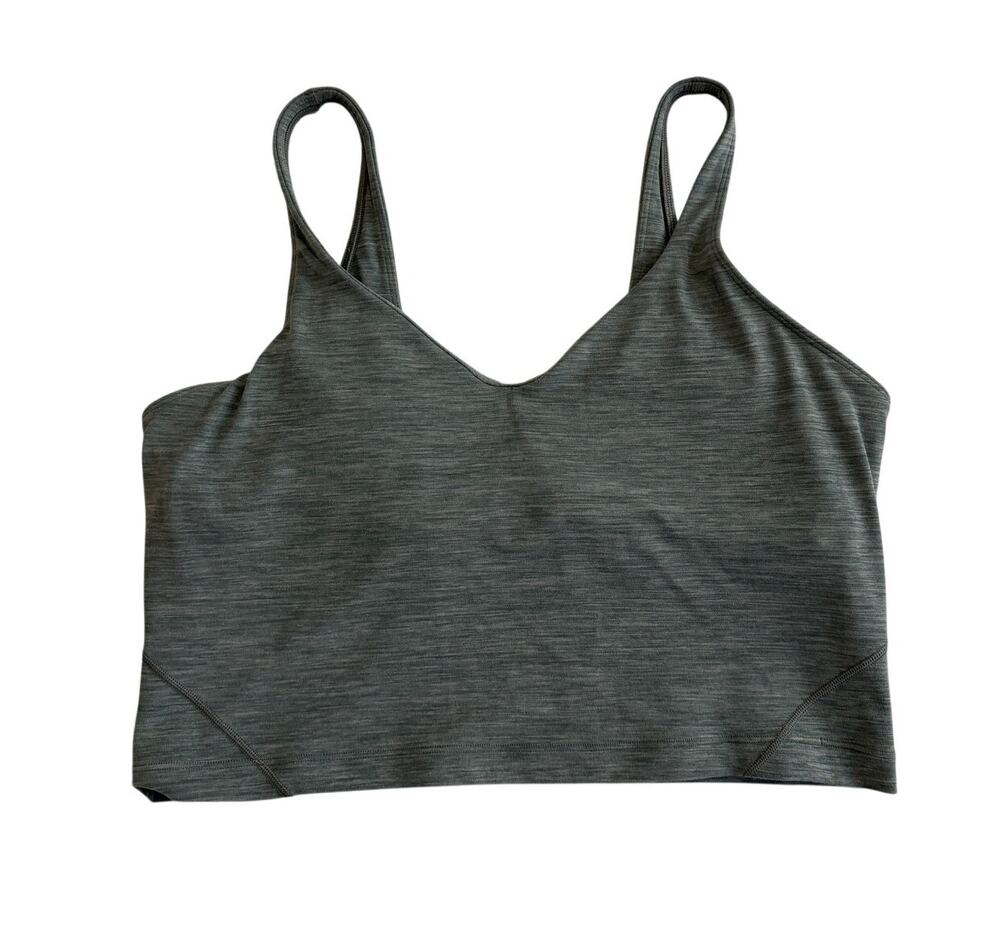 Lululemon Align Cropped Tank Top Womens 14 Green Gray Light Support Yoga Gym